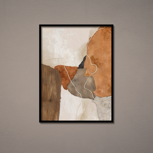 Abstract Digital Painting  - Orange Brown Colour - Wall Art Print - (Framed/Unframed)