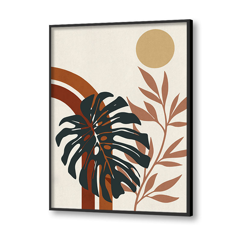 Scandii Leaf 1 - Boho Leaves Abstract  Digital Painting - Minimal Wall Art Print for Living Room Bedroom Study Room (Framed/Unframed)